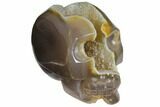 Polished Agate Skull with Quartz Crystal Pocket #148092-3